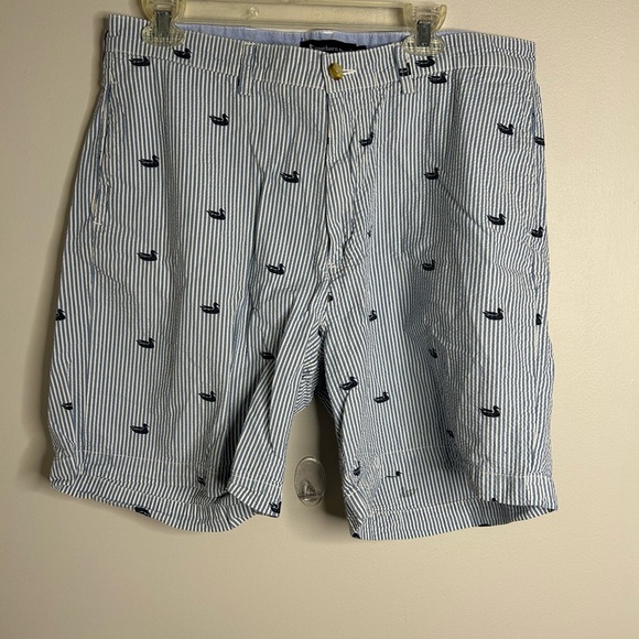 Southern Marsh Blue and White Striped Shorts - Picture 1 of 10